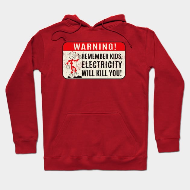 Reddy Kilowatt Kids Electricity will kill you Hoodie by Alema Art